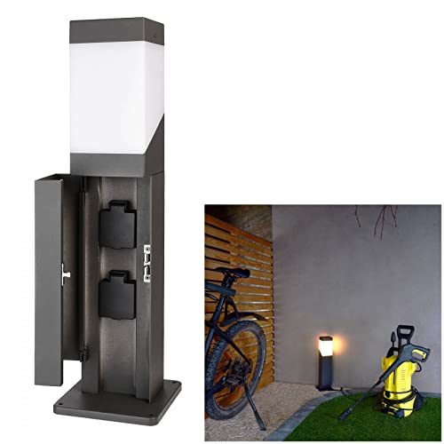 Planetitaly Kukui Puka lampione LED attacco E27 colonnina elettrica multipresa IP44 IP68 impermeabile 2 prese luce giardino garage 230V