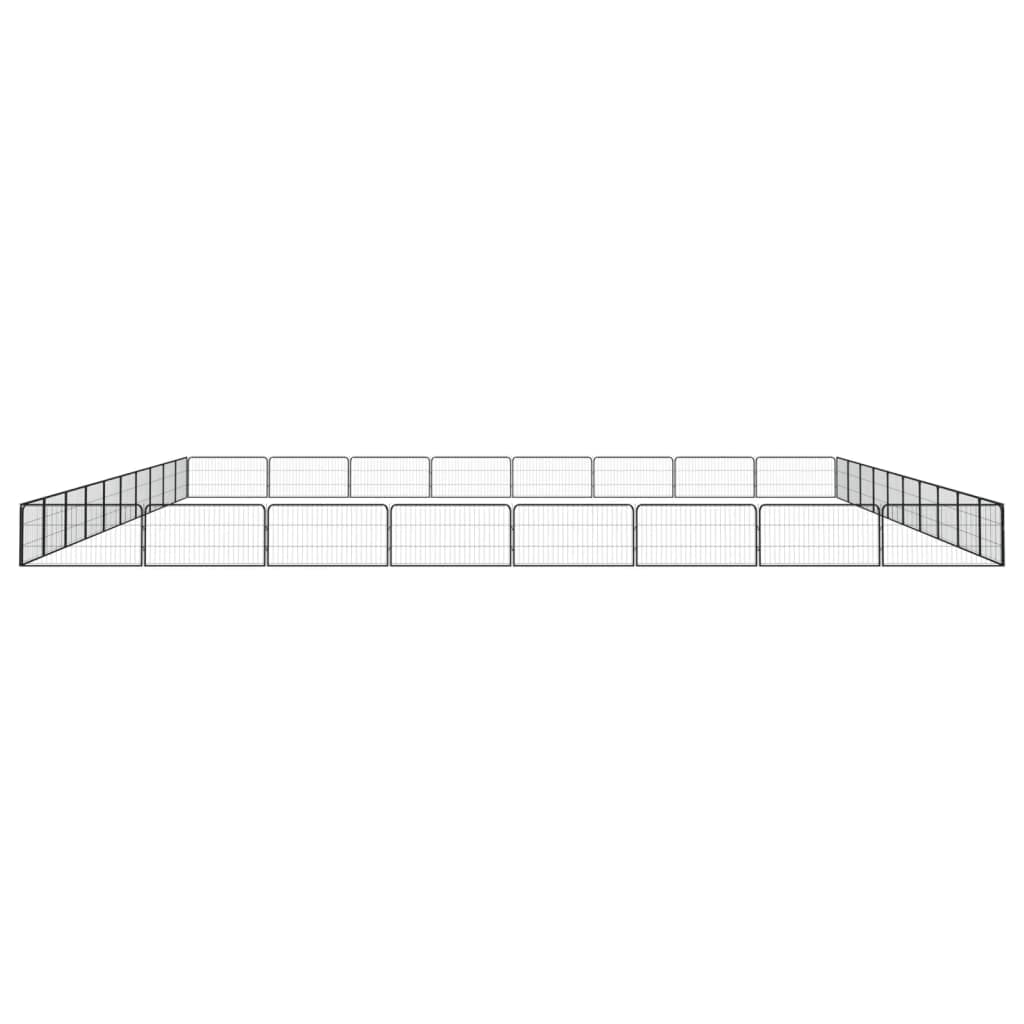 36-TLG. Parque para perros de acero con recubrimiento en polvo, negro, 100 x 50 cm, plegable y ampliable, caño seguro para cachorros y perros, ideal para jardín, interior y exterior
