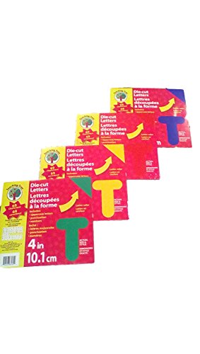 Die Cut Letter Set, Poster Letters & Bulletin Board Pop Outs ; 4 Inch Letter Set includes 1 package 69 Upper Case Characters of each Color: Blue Green Red Yellow 276 total pc Set