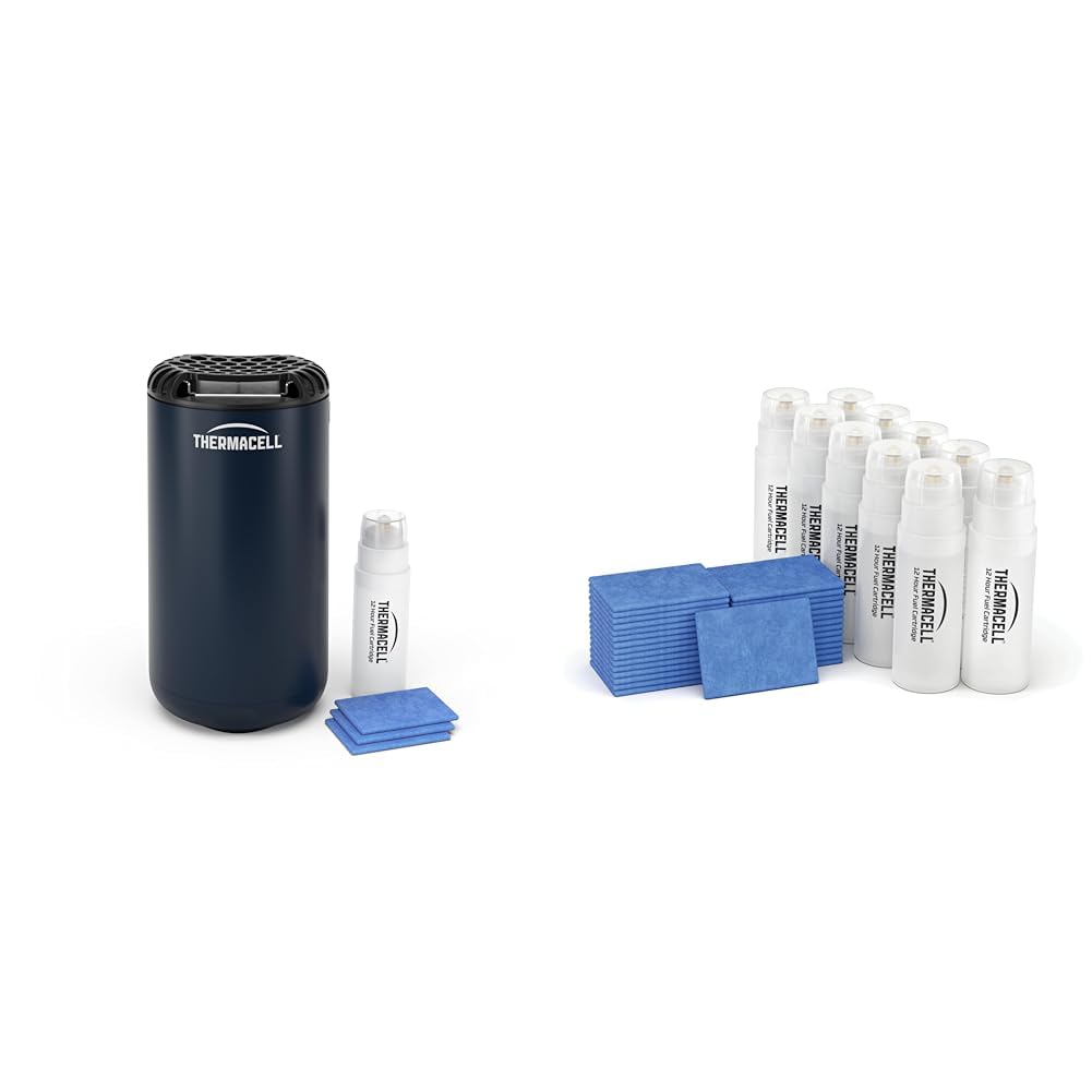 Thermacell Difusor + Recambios Antimosquitos, Protección de 20 m², 132 Horas de Duración, Inodoro, Navy