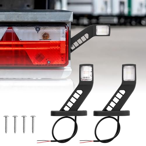 Justech 2 Stück LED Seitenmarkierungsleuchten 12-30V Wasserdichte Anhänger Seitenmarkierung Lampe Warnlicht Weiß Rot Amber für Lkw Anhänger Lkw Caravan