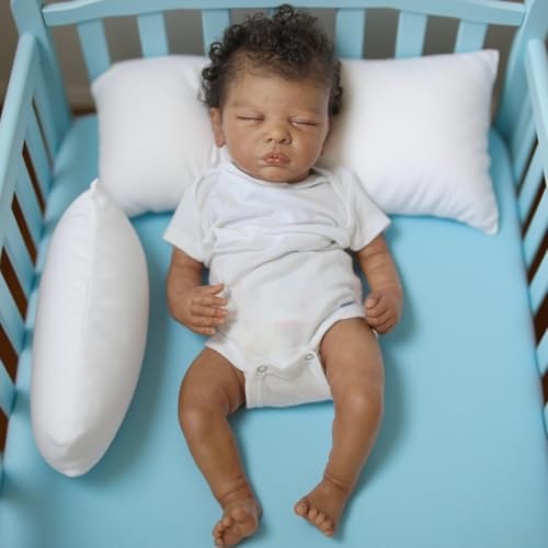 GUESSBELLY 45 CM Asleep Reborn Black Brown Skin Baby Toy