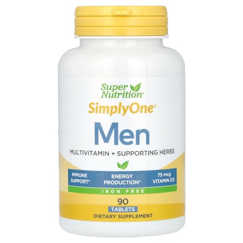 SuperNutrition SimplyOne MultiVitamin for Men, IronFree, HighPotency, One/Day Tablets, Day Supply, 90 Count