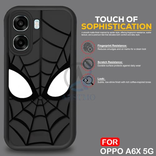Image of AESTMO Back Case Cover for Oppo A6S 5G / Oppo K14X 5G / Oppo A6X 5G Cover | Spidey Face Mask Design | Silicone Case | Full Body Protection | Camera Protection Back Cover (Black)
