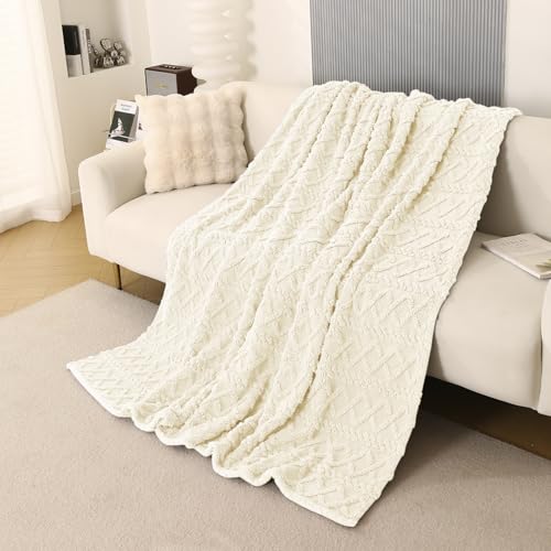 Image of HOKIPO Fleece AC Blanket Double Bed Queen, 200X230 Cm / 6.5X7.5 Feet, Cream (AR-5743-CRM)