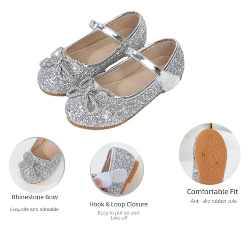 Girls Glitter Ballerina Ballet Mary Jane Flat Wedding Party Birthday Prom Princess Dress Shoes for Toddler/Little Kid4