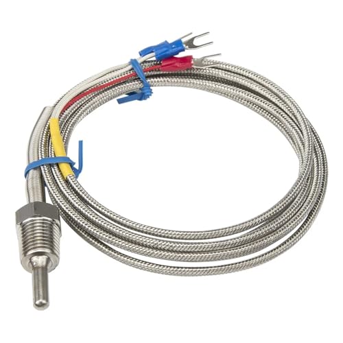 Sensor de temperatura PT100 RTD con cable trenzado de metal de 2m y rosca M8 5
