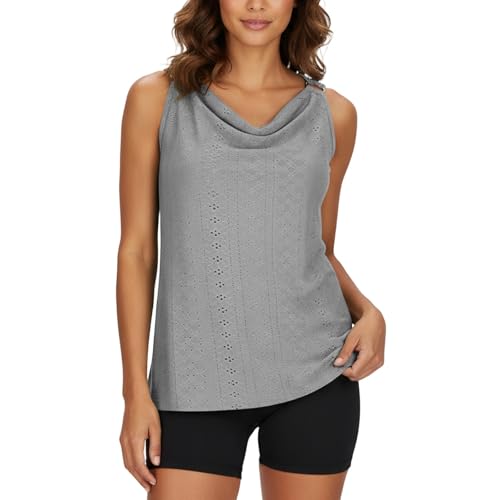 Generisch 2026 Frauen Casual Ärmellose Einfarbig Tank Tops U-ausschnitt Schmal Geschnittene T-shirts (Grey, XXL) Generisch 2026 Frauen Casual Ärmellose Einfarbig Tank Tops U-ausschnitt Schmal Geschnittene T-shirts (Grey, XXL)