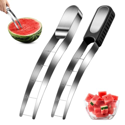 Watermelon Cutter Slicer Portable Fruit Knife (Silver/Black)