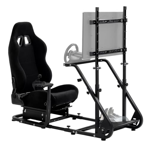 Dardoo G923 Rennsimulator Cockpit mit Monitorständer und Gaming Chair Verstellbar Passend für Logitech G29 G920, für Thrustmaster T150 Lenkradständer ohne Schalthebel, Rad, Pedale und Display