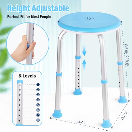 xlkkf Shower Chair Shower Seat for Inside,Bath Chair for Elderly and Disabled,Tool-Free Assembly, Adjustable Height (13.75\"-20.5\"), 360° Swivel, Anti-Slip Feet - Supports 350lbs