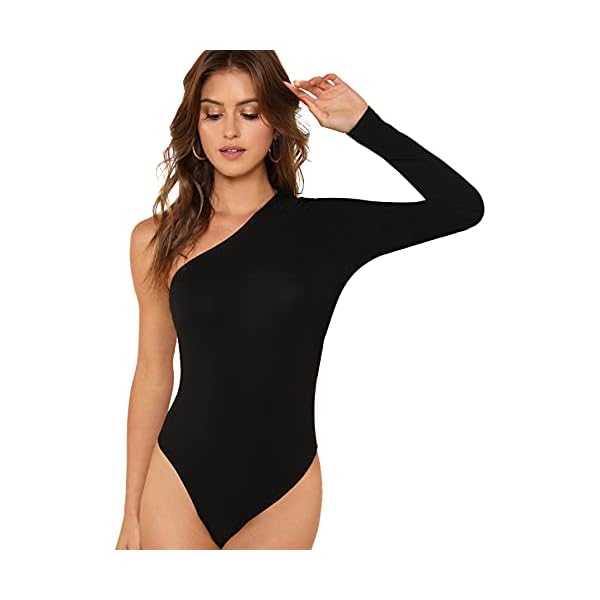 Verdusa Women's Fringe Trim One Shoulder Long Sleeve Bodysuit Top - Image 5