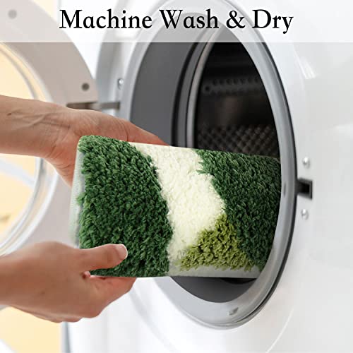 Hi Space Bath Mat Non Slip Soft Small Green Leaf Bath Rug Machine Washable Cute Bathtub Mat For Kids Water Absorbent Plush Shaggy Bath Carpet Thick For Bathroom Floor Microfiber Door Mat 16''X24'' #TOP5