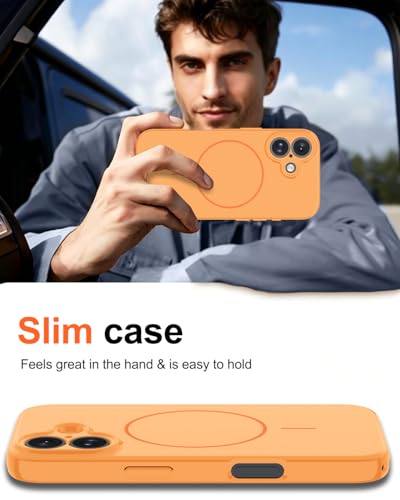 Image of Magnetic for iPhone 16 Plus Case,Shockproof Matte Cover,Orange | with Screen Protector,Compatible with MagSafe,Military Grade Drop Protection,Full Camera Protection,Non-Slip Design Case