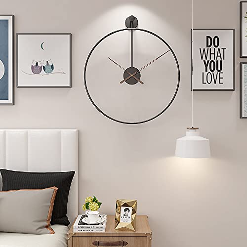 Modirnation 'The Ring' Oversized Modern Nordic Wall Clock, Minimalistic And Stylish, Simplistic Luxury Metal Design, Silent Quartz Mechanism, Home Decor For Home/Office (Black) #TOP5