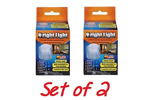 Set of 2 - 3x2¼" LED Bright Light Portable and Wall Mountable Lamps