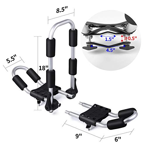 Xcar Folding Rooftop Kayak Racks Set With 4Pcs Straps For 2 Kayaks,Canoe, Sup, Surf Board On Car, Suv Crossbar #TOP4