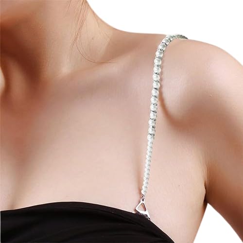 Crystal Diamond Pearl Bra Straps for Women 1 Pair | Adjustable, Stylish & Detachable Decorative Straps for Dresses, Blouses, Tops | Premium Fashion Straps for Wedding, Party Outfits