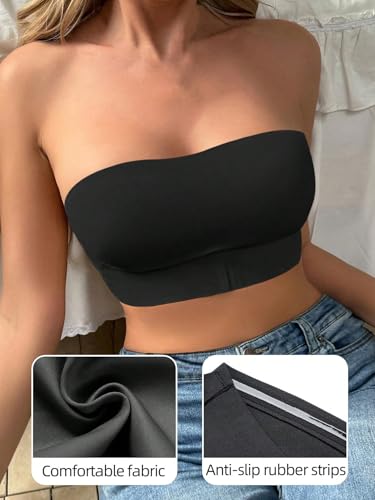 Strapless Bra for Women Non-Slip Silicone Padded Bandeau Bra Wireless Tube Top Bralette4