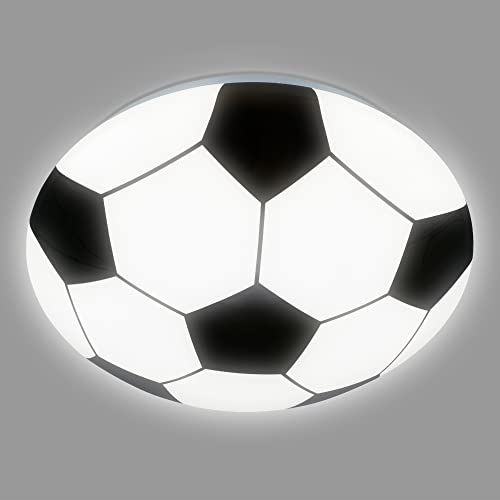 Briloner - Lámpara de techo de fútbol LED, lámpara de fútbol, lámpara de habitación infantil, lámpara de techo habitación infantil, vidrio, 12 vatios, 275x65 mm, 3997-016