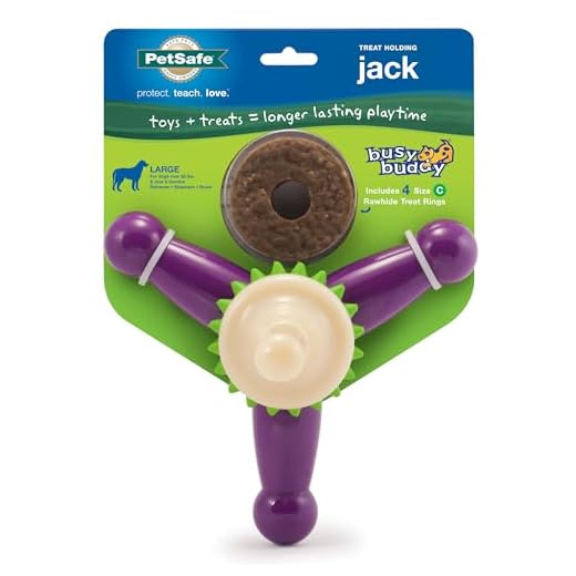PetSafe Busy Buddy Jack - Keeps Dog Busy - Includes Treats Refill - Treat Holding Dog Toy - Helps Clean Teeth - Durable Rubber - Strong Chewers - Dishwasher Safe - Large - Purple