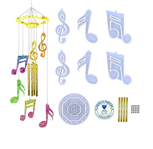 Xidmold Musical Note Wind Chime Resin Molds Kit, Silicone Musical Note Mold for Wind Chime Casting, Musical Note Epoxy Resin Molds for DIY Wind-Bell Decorations, Wall Art, Keychain Pendant