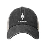Joisbs ETH-Ethereum Stylish Washed Denim Cowboy Hat, Trendy Mesh Snapback Cap Black