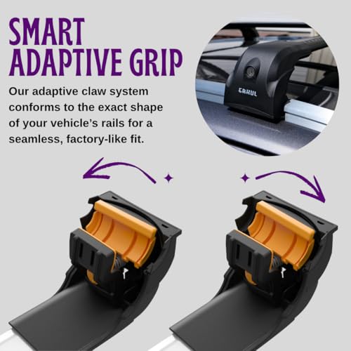 Image of ERKUL Heavy Duty Roof Rack Cross Bars for Chevrolet Chevy Trax 2024-2026 | Upgraded 220 lbs Aero Aluminum Crossbars with Smart Clamp System | Compatible with Flush Rails - Black