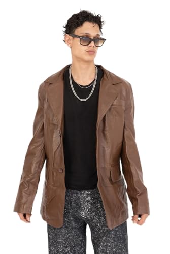 Image of TLC Genuine Leather Blazer Men | Notched Collar Classic Gentleman Style Leather Coats for Men