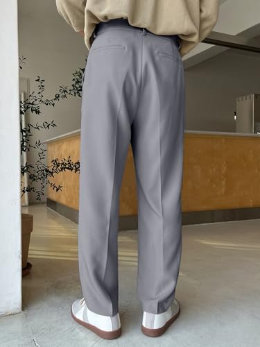 Image of Aahwan Men's Regular Fit Mid Rise Basic Solid Color Pleated Korean Pants & Tousers