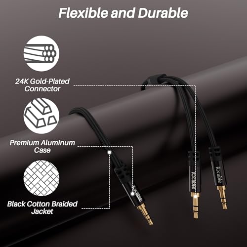 Cable divisor de audio estéreo TRS 3.5mm macho a 2 macho 1.22 m miniatura 7
