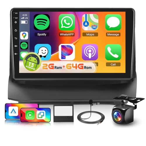 4 Core+64G Car Stereo for Ford Fiesta 2009-2014, Hodozzy 9" HD IPS Touchscreen Bluetooth Car Radio with Wireless Carplay Android Auto GPS Navigation WiFi FM/RDS USB SWC MIC AHD Backup Camera