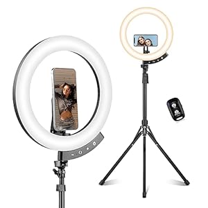 Sensyne 12″ Ring Light with 62″ Tripod Stand, LED Selfie Circle Light with Strong Magnectic Phone Holder Compatible with Cellphones for Live Stream/Recording/Photography/YouTube/TikTok