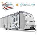 HAHASOLE Travel Trailer RV Cover, 900D Oxford Top, 22'-24' Extra Thick 7 Layers Waterproof RV Cover, Windproof Camper Cover with Zippered Door, Tongue Jack Cover, Gutter Cover, Tire Cover, Straps