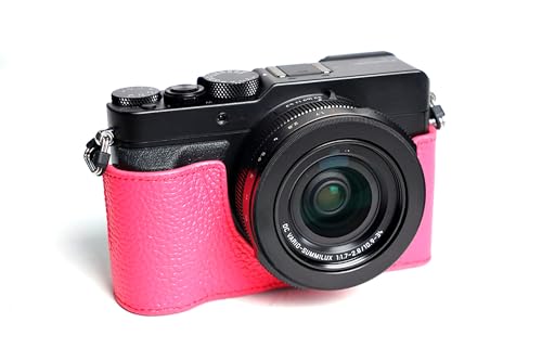 Demi-coque en cuir pour Panasonic LX100 - Protection élégante rose