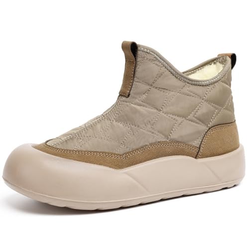 ENEN Botas de Nieve para Mujer Hombre Talla 36-41, Botas Invierno Mujer Impermeable Frio Antideslizante Calientes Ultraligero para Invierno Outdoor Trekking (YT06 Caqui,40)