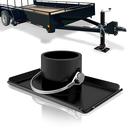VONLX Removable Trailer Jack Base Plate (with Pin Base) 5000lbs Capacity Black Foot Pad Compatible with A-Frame Boat Boat Hitch Camper Boat Trailer Jack Tongue Parts RV