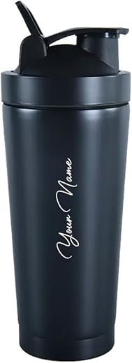 Giftana Personalized Gym Shaker Bottles for Pre-Post Workout Stainless Steel Protein Shaker Bottle with Leak-Proof, Person...