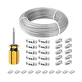 ZONADAH 3 mm 50 m 304-Edelstahl-Vinyl-beschichtetes Hängedrahtkabel-Set mit Kauschen, Crimphülsen, Drahtseilklemmen für Gartenpflanzen, Bildleuchten, hängende Wäscheleinen, Rigging-Draht