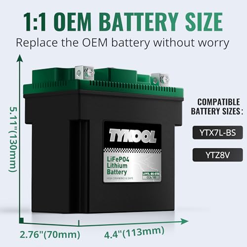 Image of YTX7L-BS-STD 2X Cranking Amps,180CCA,Lithium Iron Phosphate Motorcycle Battery,Digital Readout,Comptitable for Honda,Suzuki Motorycle, Kawasaki ATV, Predator 3500 Generator battery