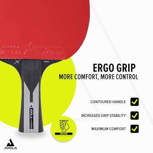 Image of JOOLA Carbon X Pro Performance Ping Pong Paddle - Ergonomic Grip Handle & Pro Friction Technology - ITTF Approved - Ping Pong Racket for Advanced Control & Speed - Table Tennis Racket - Red