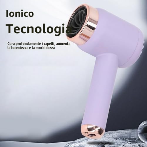 Asciugacapelli Ionico Senza Fili, Asciugacapelli Ricaricabile Tramite USB a Caldo Freddo, Piccolo Asciugacapelli Portatile Ad Asciugatura Rapida per Viaggi in Dormitorio, Salone