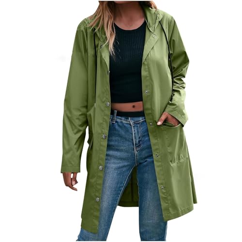 Shffuw Chubasquero Trabajo Hombrechubasquero Mochila Chaqueta cortavientos informal con capucha para mujer, impermeable, larga y gruesa. Chubasquero Largo Mujerchaqueta Verano Mujer (Camouflage, XL)