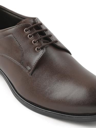 Image of Liberty Fortune HML-11E Men's Formal Derby Shoes - Black, Brown - Synthetic Leather Lace-Up with Cushioned Footbed - Stylish Office Footwear - Comfortable and Lightweight