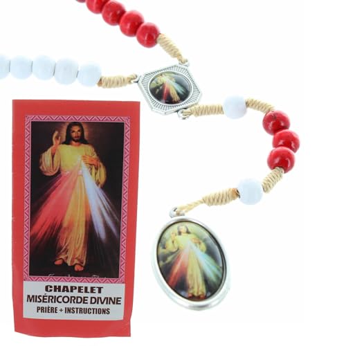 Palacio del Rosario - Rosario de la Divina Misericordia de Madera con Folleto - Culto Cristiano