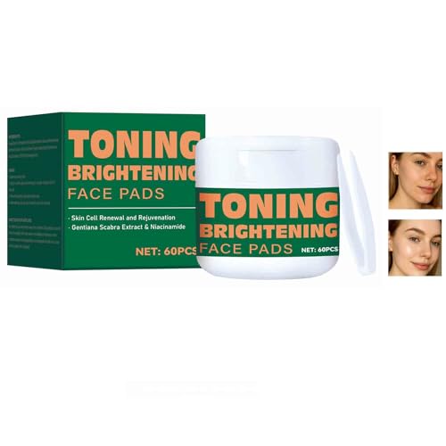 Toning Brightening Face Pads with Clip, Hydrating Facial Pad for Even-Looking Skin Tone & Daily Radiance Care 120 Pieces