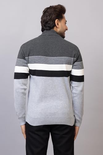 Image of ColorChakra Mens Woolen Sweater for Winters Striper Cardigan Wool Pullover