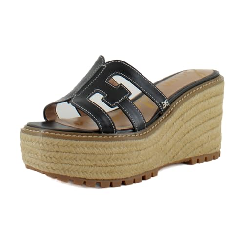 Sandales compensées laine femme Sam Edelman cuir noir pointure 39