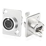 XMSJSIY Mini XLR Panel Mount Socket Jack Connector 3 Pin Mini XLR Female Audio Speaker Mic Microphone Adapter-2 Pcs (3 Pin)