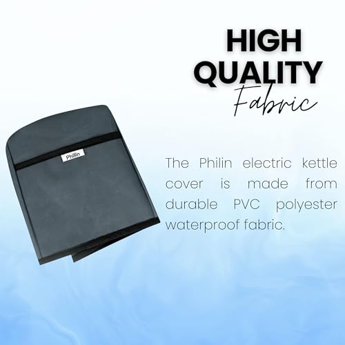 Image of Polyester Dust Cover for Glass Electric Kettle With Open Pocket Waterproof, Dustproof and Washable Easy to Clean, Universal Fit, Durable (Grey)